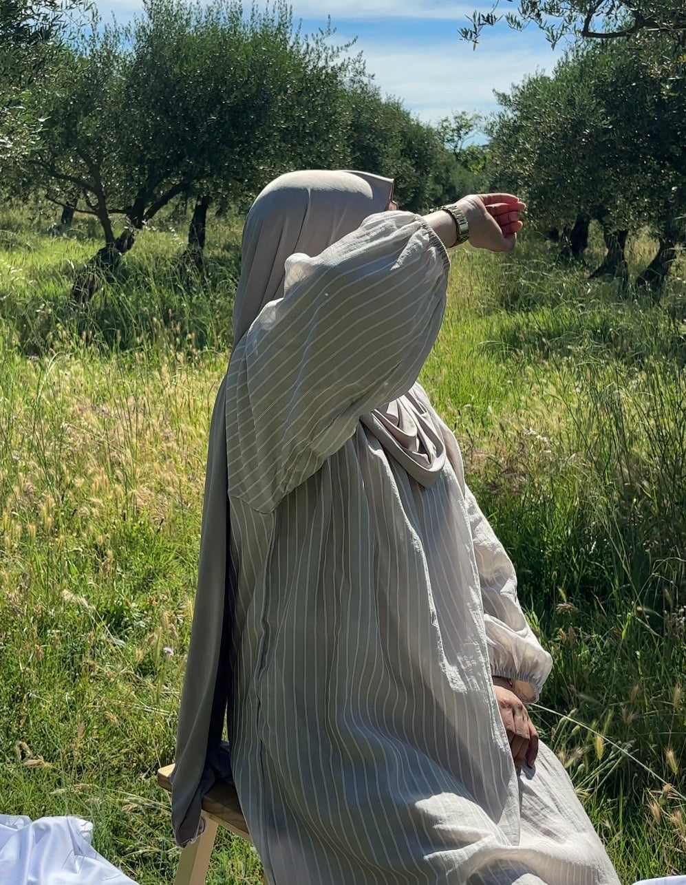 Robe longue rayée